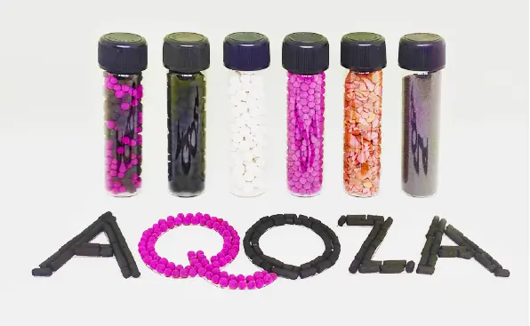 AQOZA Filtration Media — activated carbon and media sample vials